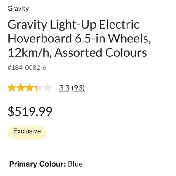 Gravity Light-Up Electric
Hoverboard 6.5-in Wheels, 12km/h - Picture 3 of 3